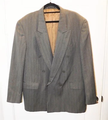 Yves Saint Laurent серый фиолетовый в тонкую полоску шерсти блейзер костюм куртка 40 - Изображение 1 из 4