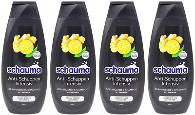 4x Schauma Anti-Schuppen Shampoo INTENSIV 400ml Pirocton-Olamin Ingwer sanft
