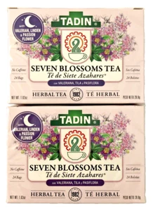 Tadin Seven Blossoms té de hierbas relajación y ayuda para dormir 24 bolsas BB 10/25 lote de 2 - Imagen 1 de 6