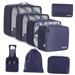 8 Set Packing Cubes Luggage Packing Organizers for Travel Accessories- Indigo - Picture 1 of 8