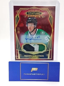 FREDRIK KARLSTROM 2022-23 STATURE ROOKIE AUTO Red Premium Patch /12 - Picture 1 of 1