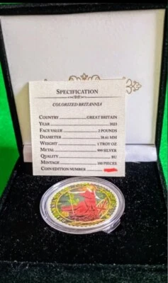 moneda 1 onza de plata Britannia Color - Imagen 1 de 4