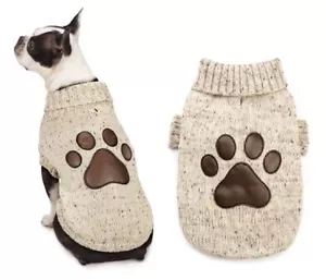Dog Coat Aberdeen Sweaters Faux Leather Pawprint Turtleneck Warm Acrylic Knit - Picture 1 of 7