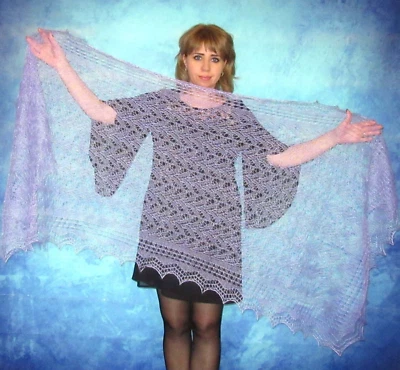 Warm lilac scarf,Russian Orenburg shawl,Wool wrap,Bridal cape,Pashmina,Kerchief - Image 1 of 4
