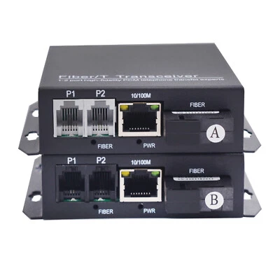 POST RJ11 Telephone Landline + RJ45 Fast Ethernet over Fiber Optic Extender Kit - Image 1 of 4