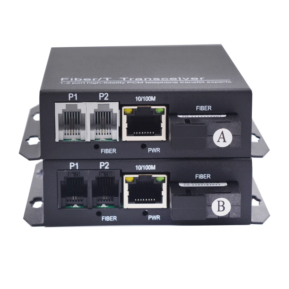 POST RJ11 Telephone Landline + RJ45 Fast Ethernet over Fiber Optic Extender Kit - Image 1 of 4