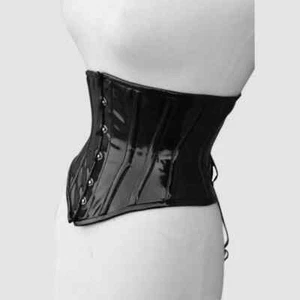 Corsé de PVC negro deshuesado de acero entrenador de cintura debajo del busto de alta resistencia para mujer - Imagen 1 de 6