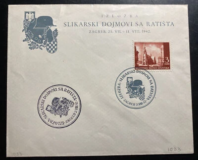 1942 Zagreb Croacia recuerdo primer día portada impresión del campo de batalla Foto 1 de 2