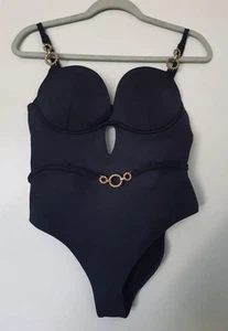 River Island Black Swimsuit Size 14 Underwire Swimwear Eu 40 Beach Holiday Fab - Picture 1 of 7