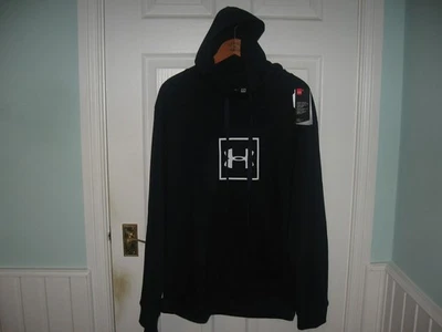 BNWT MENS UNDER ARMOUR RIVAL FLEECE BOX LOGO HOODIE 2XL NAVY KANGAROO POCKET - Image 1 of 4