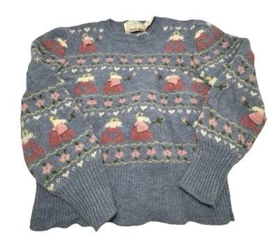 Suéter bordado de lana blanco azul pastel Moussie Susan Bristol XXS/XS de colección Foto 1 de 4