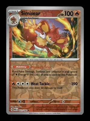 Simisear Reverse Holo Uncommon SV04: Paradox Rift 021/182 NM Pokemon NM - Image 1 of 2