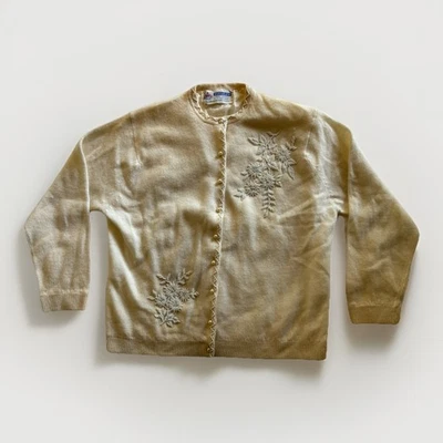 Creations by Harilela's Vintage 1950's Sweater Hand Beaded lambs wool angora - Image 1 of 4