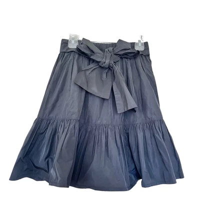 MSGM Niñas Diseñador Negro Satén Completo Midi Falda Con Niveles Con Lazo Talla 14 Foto 1 de 4