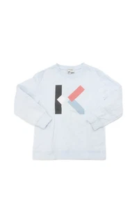 Kenzo Unisex Kids Long Sleeve K Logo Crew Neck Shirt Blue Cotton Size 8 - Picture 1 of 6
