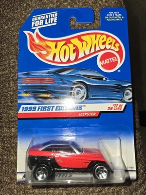 1999 Hot Wheels #922 First Editions 17/26 JEEPSTER Red/Black w/Chrome 5 Spokes - Image 1 of 3