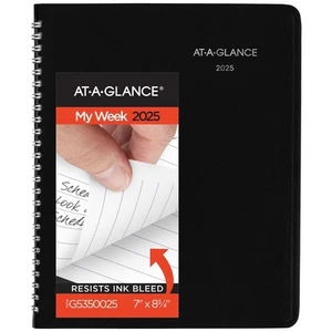 2025 Planner, Weekly, 7" x 8-3/4", Medium, Block-Style, DayMinder, Black (G53... - Picture 1 of 8