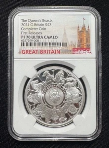 2021 Queens Beasts S2 Completer Coin G.Britan NGC PROOF 70 ULTRA CAMEO - Picture 1 of 2