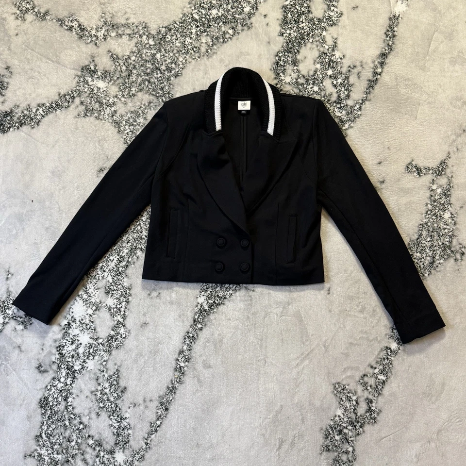 Cabi Jacket Womens Size 8 Black Cropped Long Sleeve Black Tie Blazer - Image 1 of 4