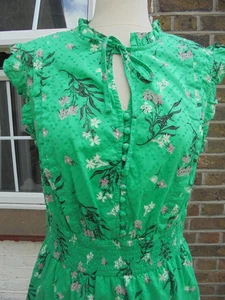 M&S Collection Ladies Long Sun Dress Green Floral Cotton Size 14 BNWT - Picture 1 of 7