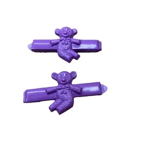 Vintage 80’s Goody Snap-Tight Kiddie Plastic Barretts Purple Bears Lot Of  2 Set - Picture 1 of 3
