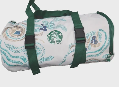 Starbucks 2024 Canvas Travel Bag/Fitness Gym Bag Large White & Green – NEW - Image 1 of 4