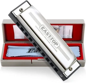 EASTTOP Harmonica Key of C Upgraded Blue Harmonica Harp Mouth Organ 10Hole US - Picture 1 of 7