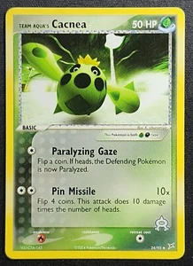 Tarjeta Pokémon Team Aqua's Cacnea Non Holo 24/95 EX Team Magma VS Team Aqua casi nueva - Imagen 1 de 2