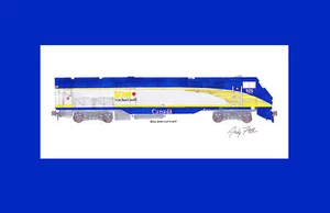 Estampado enmarañado VIA Rail P42DC #905 11""x17"" firmado por Andy Fletcher - Imagen 1 de 1