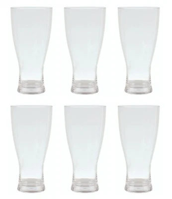 QG 19 Ounces Clear Acrylic Plastic Drinking Beer Glass Set of 6 - Image 1 of 2