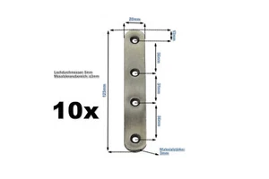 10x Edelstahl I-Verbinder 125x20mm Flachverbinder Lochplatte Platte Beschlag SET - Bild 1 von 1