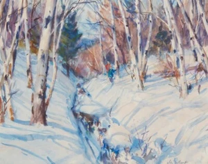 John Whorf Birches In Winter Canvas Print 16 x 20 - Picture 1 of 4