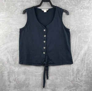 Mauvette Womens 5 Button Down Tie Bottom Tank Top Black Size Large Casual - Picture 1 of 7