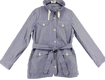 J Crew Utility Jacket M Nautical Striped Pinstriped Lined Lightweight Spring - Image 1 of 4