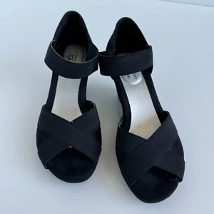 LAURA SCOTT Sharon Women's Wedge Ankle Strap Sandal Shoe 7M Black - Bild 1 von 8