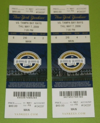 New York Yankees Ticket Stub | May 7 2009 | Evan Longoria 2 HR Cover