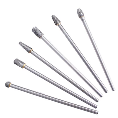 6pcs10mm Rotary Aluminum Cut Burr 6mm 1/4" Shank 150mm Long Reach Carbide Burs - Image 1 of 4