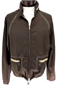 Vtg 60s 70s CAMPUS Outerwear Windbreaker Jacket w/Hood Men's XL Brown Zip FLAWS* - Picture 1 of 11
