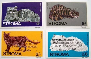 Gran Bretaña - Stroma 1969 - 4x sobreimpresión de gatos para conmemorar la investidura - Imagen 1 de 1