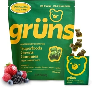 Gruns Daily Green Gummies, Digestive Health, 20+ Vitamins & Minerals - 28 sachet - Picture 1 of 9