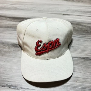 Vintage ESPN Strap Back Hat Cap White Adjustable Embroidered Sports 90s NWT - Picture 1 of 4
