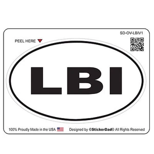 2 Pack - OVAL - LBI - V1 (4" color: B/W) Full Color Printed Vinyl Window Sticker - Picture 1 of 3