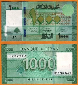 Billete de papel moneda Líbano 2016 unc 1000 libras P-90c(1) - Imagen 1 de 1