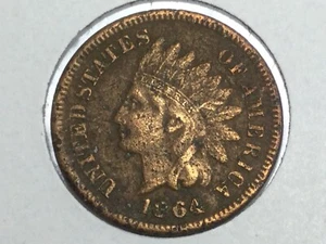1864 L on ribbon Indian Cent low grade - Picture 1 of 2
