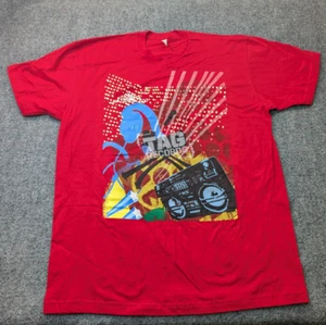 Tag Records Shirt Mens Extra Large Red Graphic Boombox Headphones Hip Hop DJ Tee - Picture 1 of 14