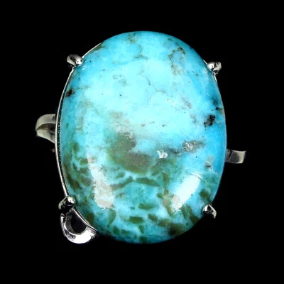 925 Sterling Silver Ring Oval Turquoise 18x14mm Gemstone Jewelry - Image 1 of 4