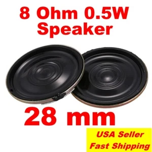 2x 27mm Mylar Cone Speaker 8Ω Ohm 0.5W Slim Thin Small Horn Audio 2pcs |USA Ship - Picture 1 of 2
