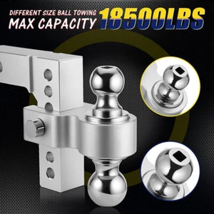 2'' Receiver 6'' Drop Adjustable Trailer Towing Hitch Dual Ball Mount 18500lb - Picture 1 of 16