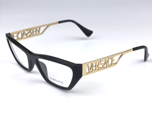 New Versace Reading Glasses MOD 3327-U GB1 55-18 145 Black & Gold Frames Readers