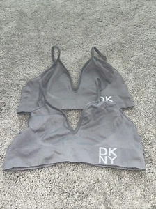 DKNY  Women's Seamless Rib Knit Bra Everyday Comfort Size M Gray Set Of 2 - Picture 1 of 3
